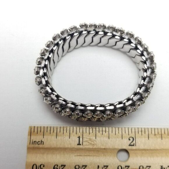 Vintage Three Row Rhinestone Expansion Bracelet, Marquise Shape, Estate - Picture 5 of 6